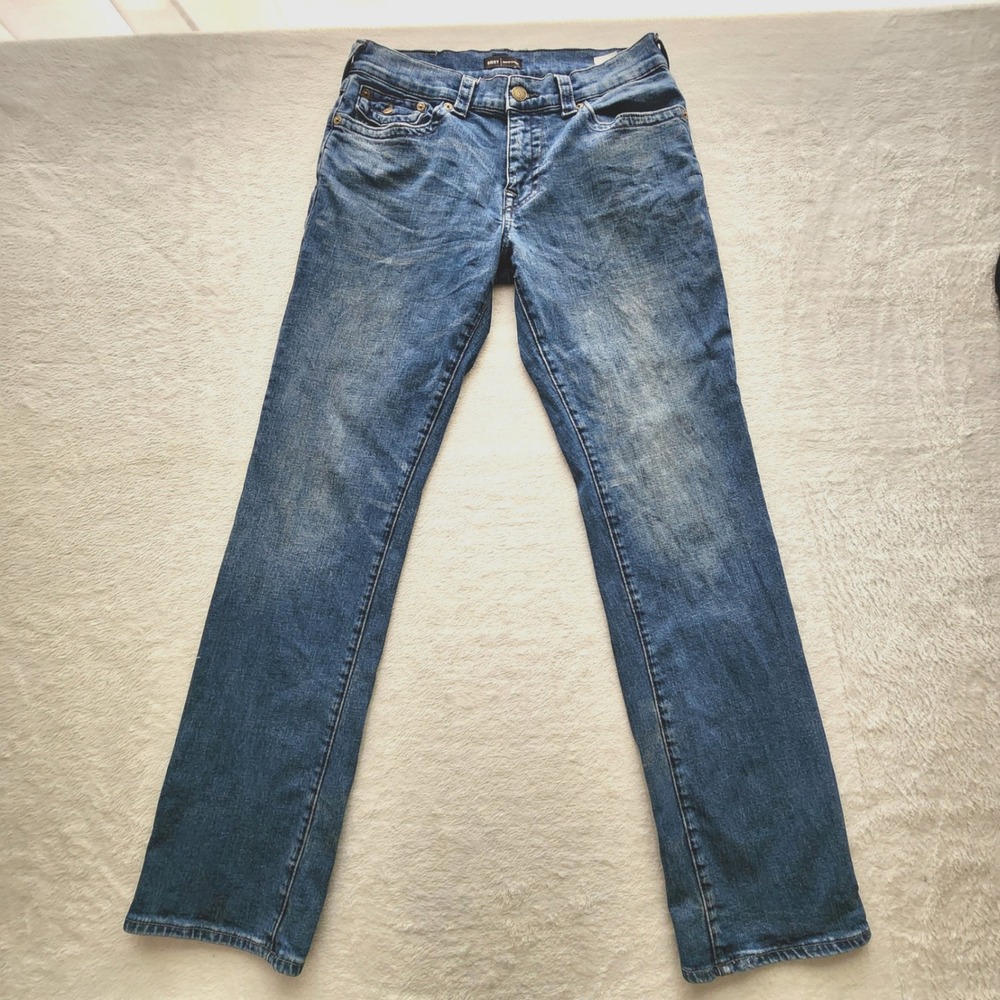 True Religion Ricky Relaxed Straight Jeans Mens 33 Blue Denim Casual Y2K 34W 33L